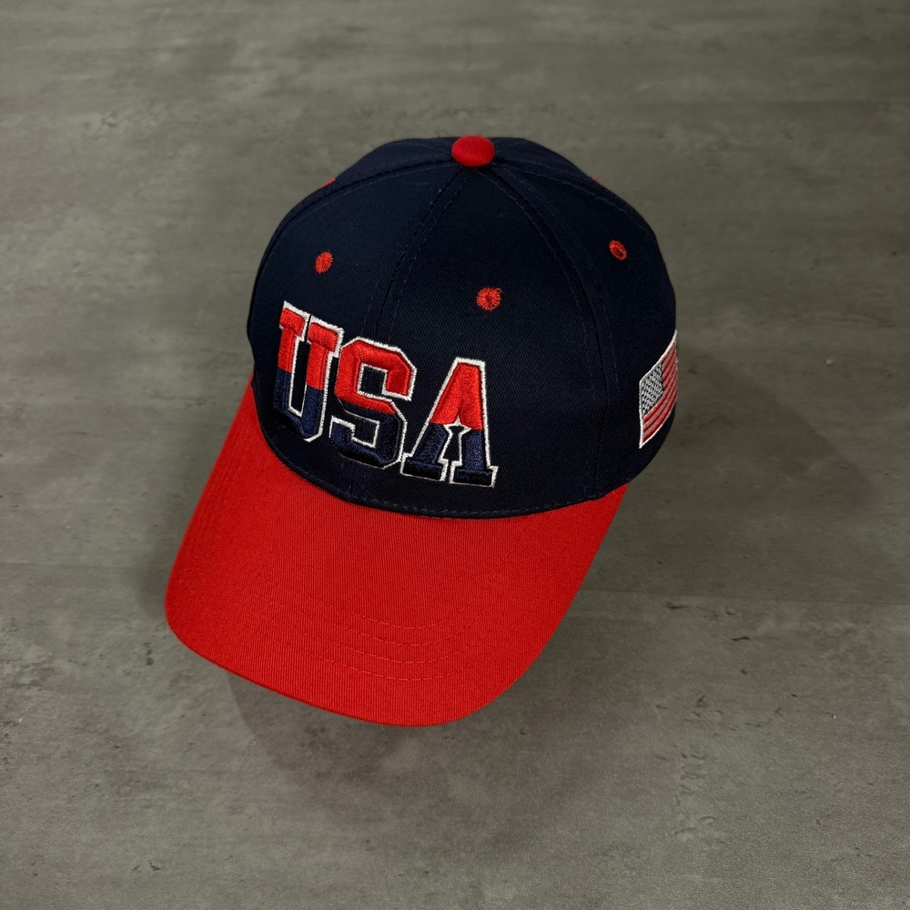 USA Dream Team Baseball‎ Cap Mens Navy Red Patriotic USA Flag Strapback Hat